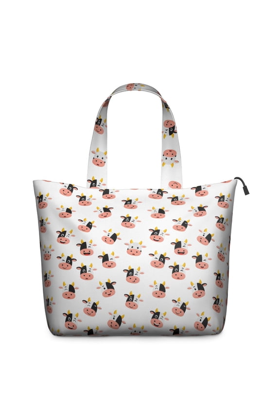 White Cow Face Pattern Travel Tote Bags for Women Carry On,Large Weekender Bags for Women Travel,Multi Functional Duffle Bag for Work,Shopping,Sports