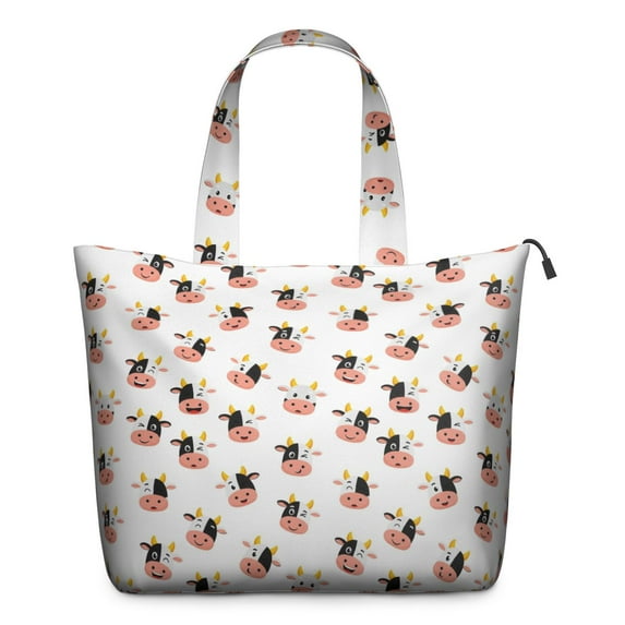 White Cow Face Pattern Travel Tote Bags for Women Carry On,Large Weekender Bags for Women Travel,Multi Functional Duffle Bag for Work,Shopping,Sports