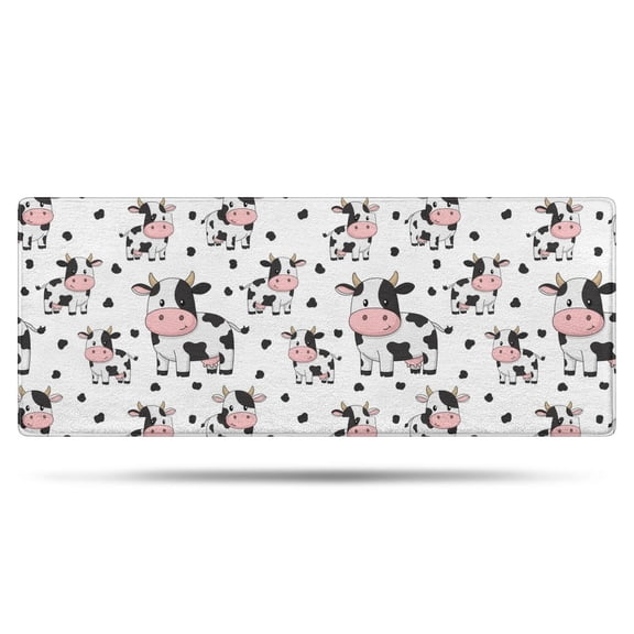 White Cow Family Spot Pattern Bathroom Rugs Mat,Non Slip Microfiber Bathroom Rug,Rubber Backing,Soft Bathroom Mats for Bathroom Floor,Tub and Shower,60x24in(150x60cm)