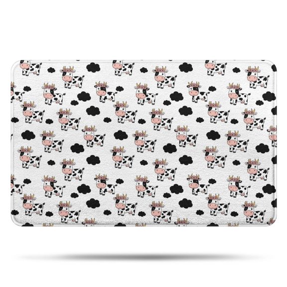 White Cow Floral Crown Pattern Bathroom Rugs Mat,Non Slip Microfiber Bathroom Rug,Rubber Backing,Soft Bathroom Mats for Bathroom Floor,Tub and Shower,20x32in(50x80cm)