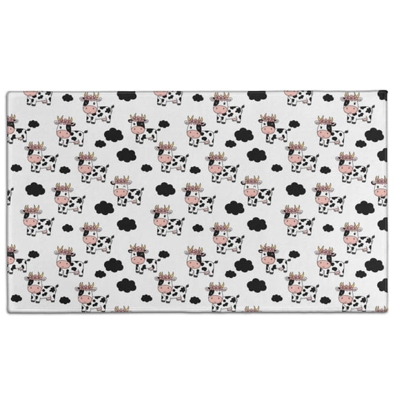 White Cow Floral Crown Pattern Door Rugs,Washable Non Slip Door Mats Indoor,Decorative Door Mats,Entry Mat Indoor for Entrance,Bedroom,Kitchen,Bathroom,17"x30"