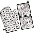 thumbnail image 1 of White Cow Floral Crown Pattern Kitchen Oven Mitt and Pot Holder Sets 4 Pcs for Baking, Cooking and Grilling, Heat Resistant Up To 392 °F, 1 of 7