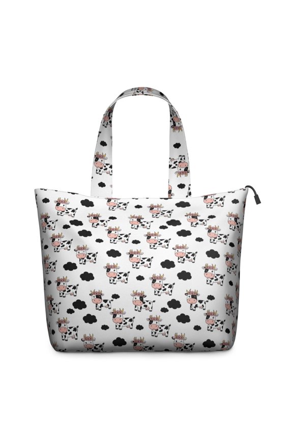 White Cow Floral Crown Pattern Travel Tote Bags for Women Carry On,Large Weekender Bags for Women Travel,Multi Functional Duffle Bag for Work,Shopping,Sports