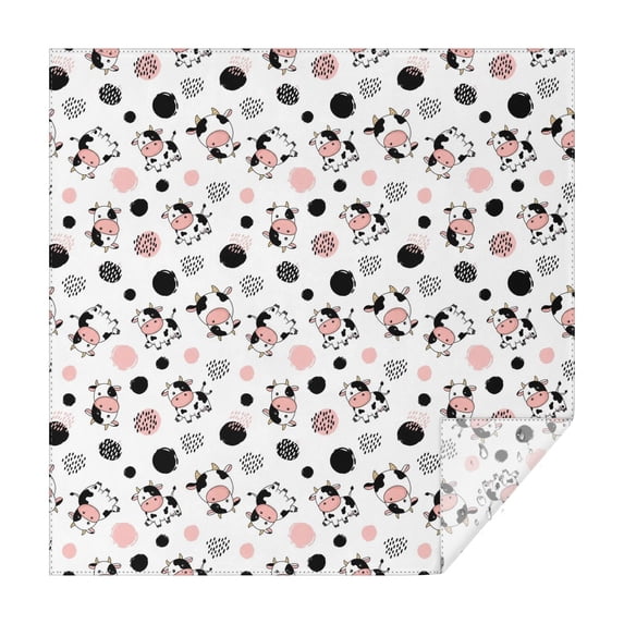 White Cow Geometric Pattern Square Tablecloth,Waterproof Square Table Cover,Wipeable Spillproof Washable Table Cover for Home Kitchen Party Decor 42"X42"(107x107cm)