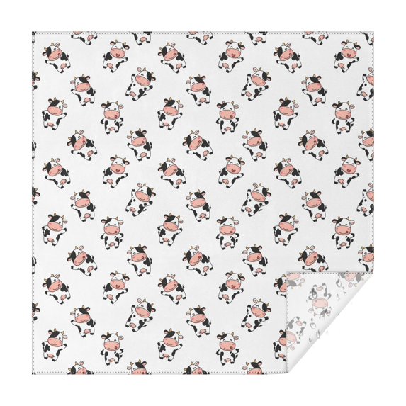 White Cow Happy Cow Pattern Square Tablecloth,Waterproof Square Table Cover,Wipeable Spillproof Washable Table Cover for Home Kitchen Party Decor 60"x60"(152x152cm)