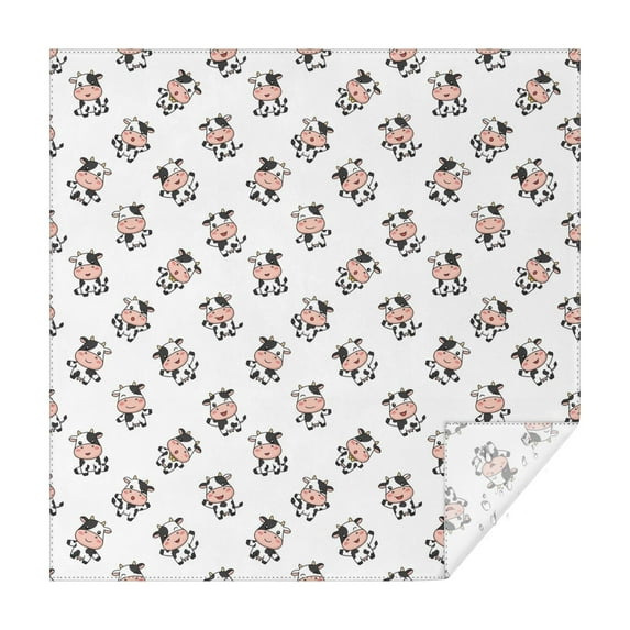 White Cow Happy Pattern Square Tablecloth,Waterproof Square Table Cover,Wipeable Spillproof Washable Table Cover for Home Kitchen Party Decor 52"x52"(132x132cm)