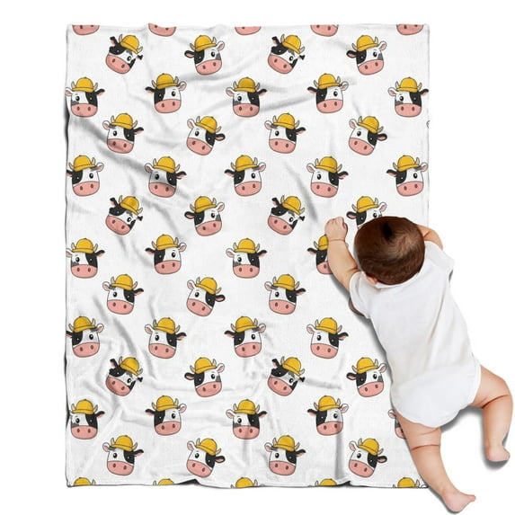 White Cow Hat Pattern Blanket,Comfortable Soft Flannel Throw Blanket,All Season,Warm Lightweight Blankets for Sofa Bed Couch Living Room Chair,30"x40"