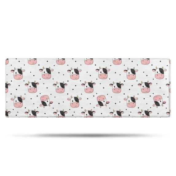 White Cow Head Dot Pattern Bathroom Rugs Mat,Non Slip Microfiber Bathroom Rug,Rubber Backing,Soft Bathroom Mats for Bathroom Floor,Tub and Shower,47x17in(120x43cm)