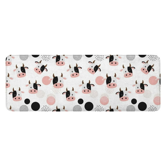 White Cow Head Dot Pattern Kitchen Rug Mat,Kitchen Runner Rugs Non Skid Washable,Decorative Kitchen Floor Mats for Kitchen,Sink,Laundry,17"x47.2"