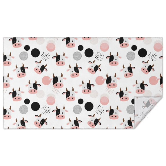 White Cow Head Dot Pattern Rectangle Tablecloth 60"x102",Waterproof Polyester Rectangle Table Cloth, Wipeable Spillproof Polyester Tablecloth for Dining, Camping, Indoor and Outdoor