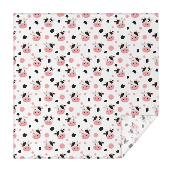 White Cow Head Dot Pattern Square Tablecloth,Waterproof Square Table Cover,Wipeable Spillproof Washable Table Cover for Home Kitchen Party Decor 42"X42"(107x107cm)