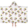 thumbnail image 1 of White Cow Head Hat Pattern Hooded Bath Towel，50"x30" for Ages 3 To 12 Kids, Quick Dry Lightweight Soft Microfiber Hood Beach Towel Cover Up for Kids, 1 of 7