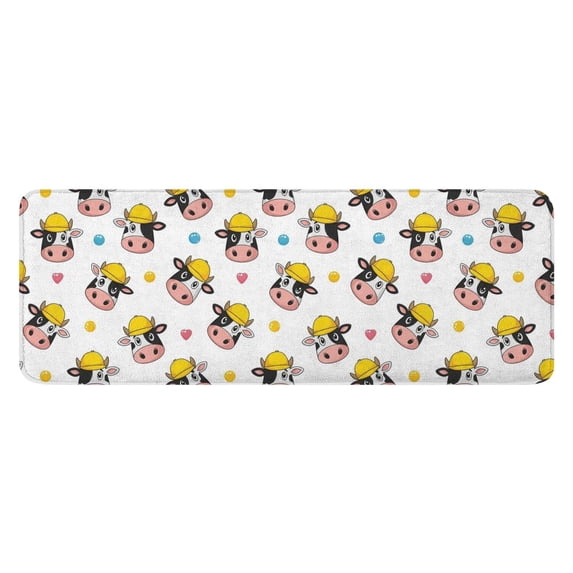 White Cow Head Hat Pattern Kitchen Rug Mat,Kitchen Runner Rugs Non Skid Washable,Decorative Kitchen Floor Mats for Kitchen,Sink,Laundry,17"x47.2"