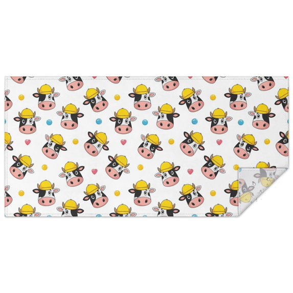 White Cow Head Hat Pattern Rectangle Tablecloth 60"x120",Waterproof Polyester Rectangle Table Cloth, Wipeable Spillproof Polyester Tablecloth for Dining, Camping, Indoor and Outdoor