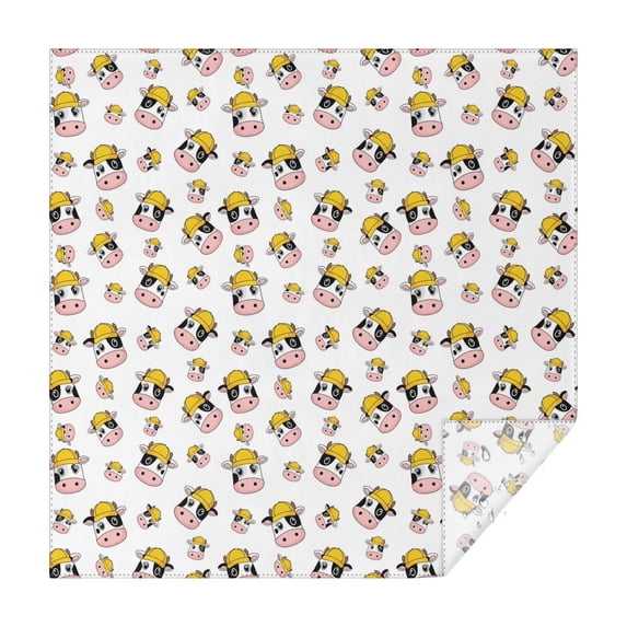 White Cow Head Hat Pattern Square Tablecloth,Waterproof Square Table Cover,Wipeable Spillproof Washable Table Cover for Home Kitchen Party Decor 42"X42"(107x107cm)