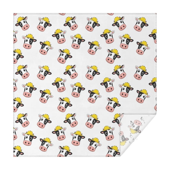 White Cow Head Hat Pattern Square Tablecloth,Waterproof Square Table Cover,Wipeable Spillproof Washable Table Cover for Home Kitchen Party Decor 42"X42"(107x107cm)