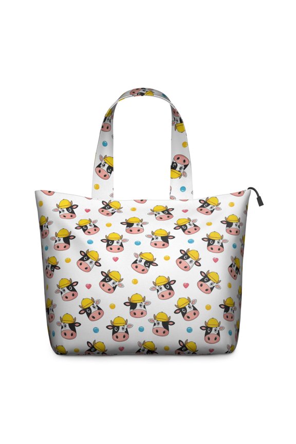 White Cow Head Hat Pattern Travel Tote Bags for Women Carry On,Large Weekender Bags for Women Travel,Multi Functional Duffle Bag for Work,Shopping,Sports