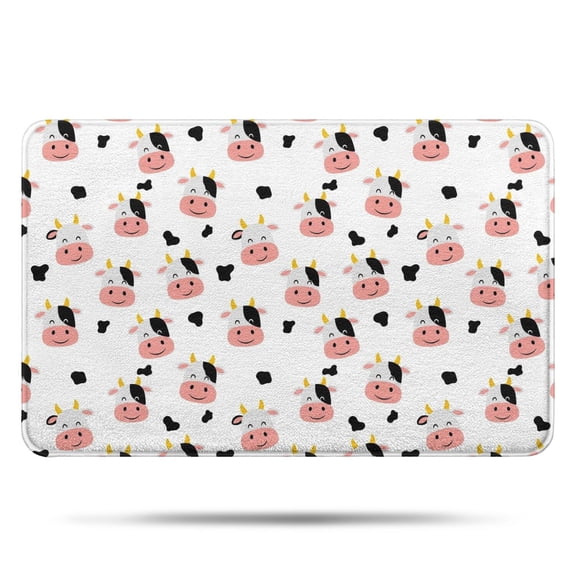 White Cow Head Pattern Bathroom Rugs Mat,Non Slip Microfiber Bathroom Rug,Rubber Backing,Soft Bathroom Mats for Bathroom Floor,Tub and Shower,17x27in(43x68cm)