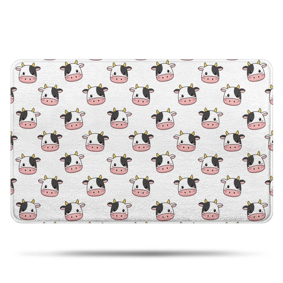 White Cow Head Pattern Bathroom Rugs Mat,Non Slip Microfiber Bathroom Rug,Rubber Backing,Soft Bathroom Mats for Bathroom Floor,Tub and Shower,20x32in(50x80cm)