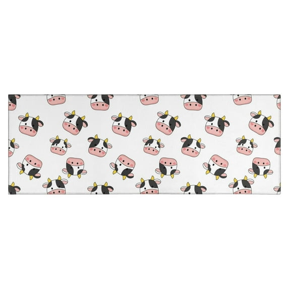 White Cow Head Pattern Kitchen Rug Mat,Kitchen Runner Rugs Non Skid Washable,Decorative Kitchen Floor Mats for Kitchen,Sink,Laundry,17"X47"