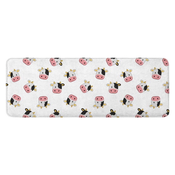 White Cow Head Pattern Kitchen Rug Mat,Kitchen Runner Rugs Non Skid Washable,Decorative Kitchen Floor Mats for Kitchen,Sink,Laundry,17"x47.2"