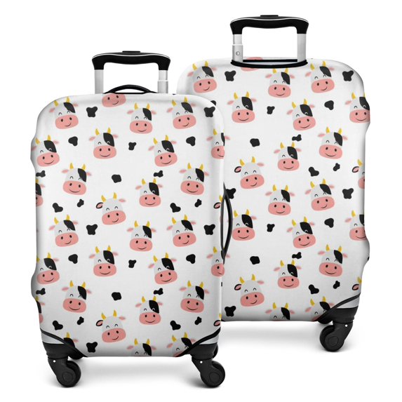 White Cow Head Pattern Luggage Cover Fashion Suitcase Cover Baggage Covers Fit 25-28 Inch Luggage (Go Travel)
