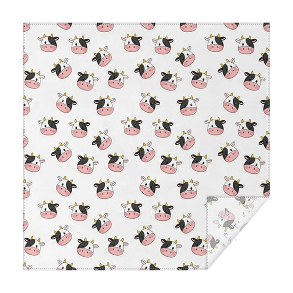 White Cow Head Pattern Square Tablecloth,Waterproof Square Table Cover,Wipeable Spillproof Washable Table Cover for Home Kitchen Party Decor 60"x60"(152x152cm)