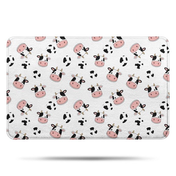 White Cow Head Spot Pattern Bathroom Rugs Mat,Non Slip Microfiber Bathroom Rug,Rubber Backing,Soft Bathroom Mats for Bathroom Floor,Tub and Shower,17x27in(43x68cm)