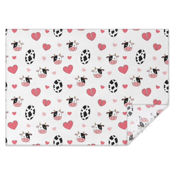 White Cow Heart Egg Pattern Rectangle Tablecloth 60"x84",Waterproof Polyester Rectangle Table Cloth, Wipeable Spillproof Polyester Tablecloth for Dining, Camping, Indoor and Outdoor