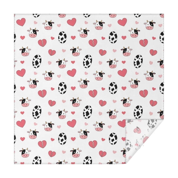 White Cow Heart Egg Pattern Square Tablecloth,Waterproof Square Table Cover,Wipeable Spillproof Washable Table Cover for Home Kitchen Party Decor 42"X42"(107x107cm)