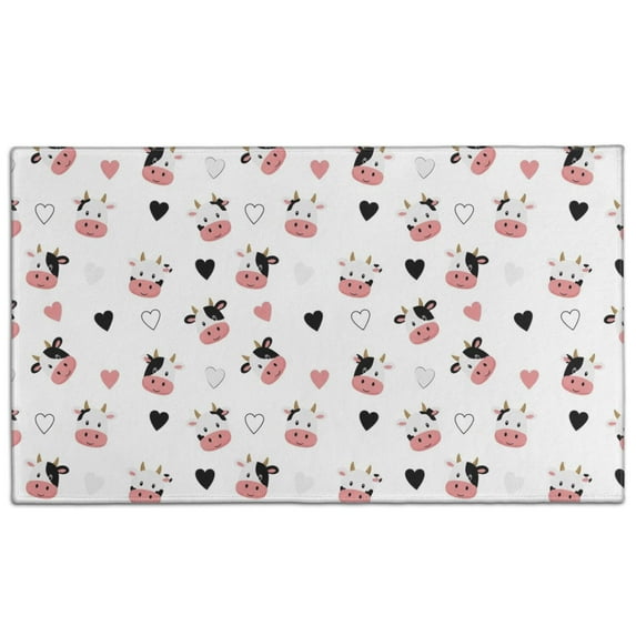 White Cow Heart Pattern Door Rugs,Washable Non Slip Door Mats Indoor,Decorative Door Mats,Entry Mat Indoor for Entrance,Bedroom,Kitchen,Bathroom,17"x30"