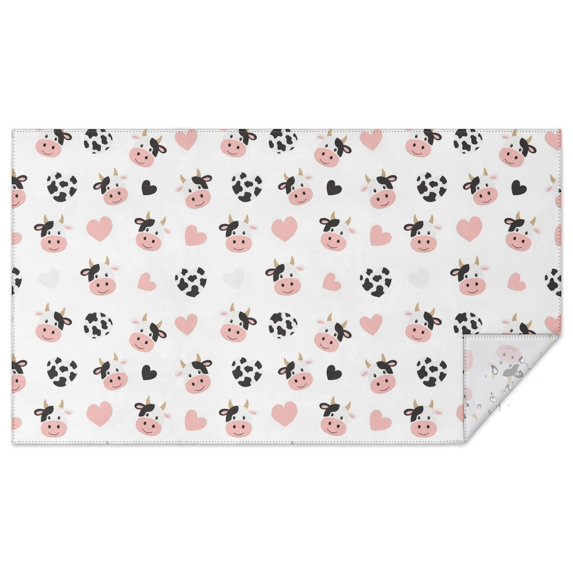 White Cow Heart Pattern Rectangle Tablecloth 60"x102",Waterproof Polyester Rectangle Table Cloth, Wipeable Spillproof Polyester Tablecloth for Dining, Camping, Indoor and Outdoor