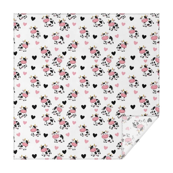 White Cow Heart Pattern Square Tablecloth,Waterproof Square Table Cover,Wipeable Spillproof Washable Table Cover for Home Kitchen Party Decor 42"X42"(107x107cm)