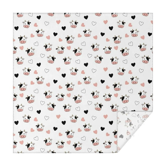 White Cow Heart Pattern Square Tablecloth,Waterproof Square Table Cover,Wipeable Spillproof Washable Table Cover for Home Kitchen Party Decor 42"X42"(107x107cm)