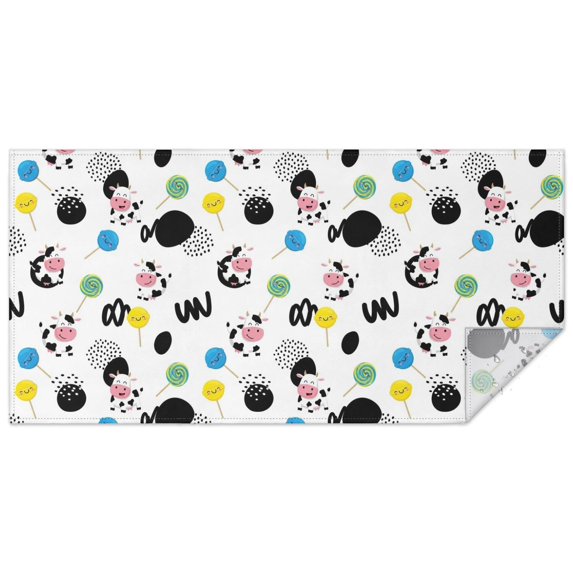 White Cow Lollipop Pattern Rectangle Tablecloth 60"x120",Waterproof Polyester Rectangle Table Cloth, Wipeable Spillproof Polyester Tablecloth for Dining, Camping, Indoor and Outdoor