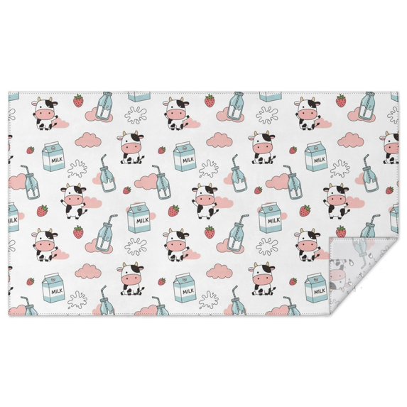 White Cow Milk Cloud Pattern Rectangle Tablecloth 60"x102",Waterproof Polyester Rectangle Table Cloth, Wipeable Spillproof Polyester Tablecloth for Dining, Camping, Indoor and Outdoor