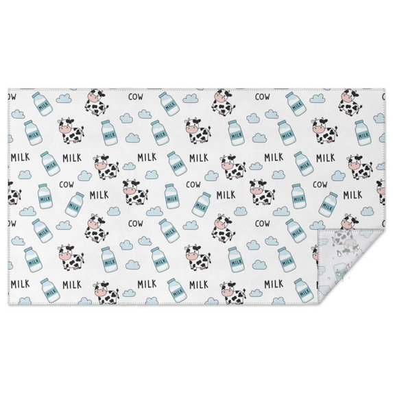 White Cow Milk Cloud Pattern Rectangle Tablecloth 60"x102",Waterproof Polyester Rectangle Table Cloth, Wipeable Spillproof Polyester Tablecloth for Dining, Camping, Indoor and Outdoor
