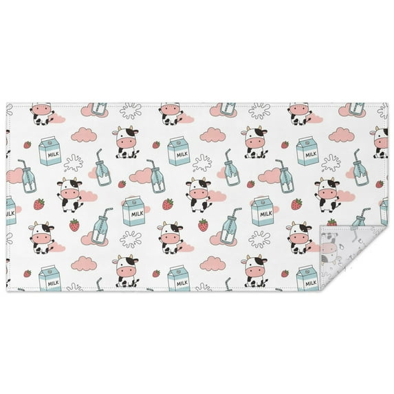 White Cow Milk Cloud Pattern Rectangle Tablecloth 60"x120",Waterproof Polyester Rectangle Table Cloth, Wipeable Spillproof Polyester Tablecloth for Dining, Camping, Indoor and Outdoor