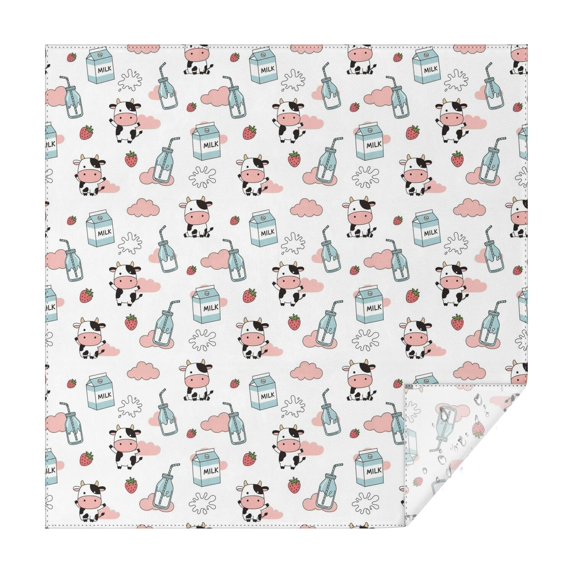 White Cow Milk Cloud Pattern Square Tablecloth,Waterproof Square Table Cover,Wipeable Spillproof Washable Table Cover for Home Kitchen Party Decor 52"x52"(132x132cm)