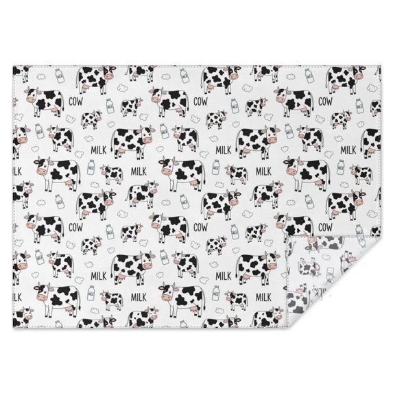 White Cow Milk Cow Pattern Rectangle Tablecloth 60"x84",Waterproof Polyester Rectangle Table Cloth, Wipeable Spillproof Polyester Tablecloth for Dining, Camping, Indoor and Outdoor