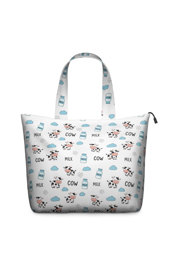 White Cow Milk Cow Pattern Travel Tote Bags for Women Carry On,Large Weekender Bags for Women Travel,Multi Functional Duffle Bag for Work,Shopping,Sports