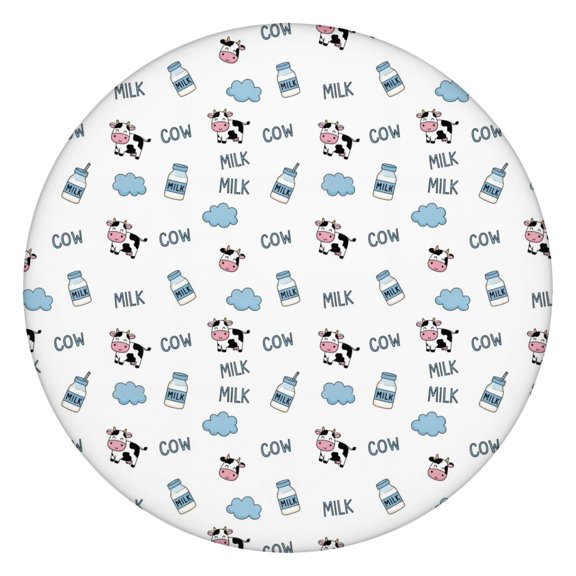 White Cow Milk Jar Cloud Pattern Round Fitted Tablecloth with Elastic Edge,Dining Table Cover Waterproof,Outdoor Round Tablecloth for Camping,Dining,Indoor and Outdoor