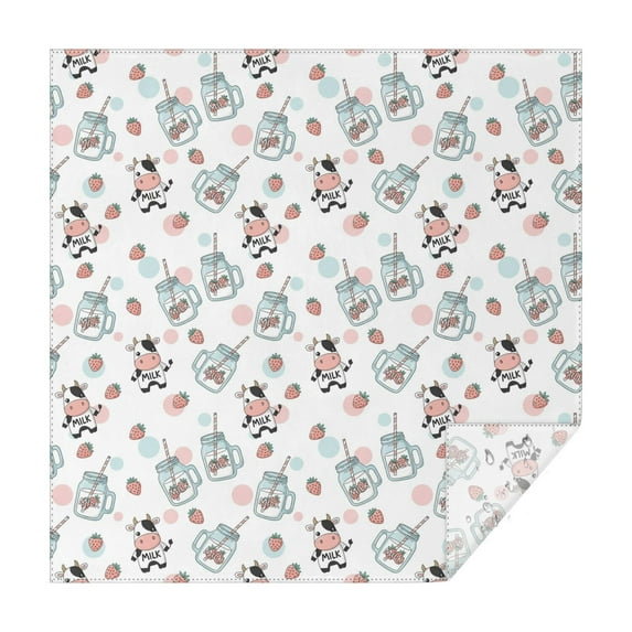 White Cow Milk Jar Pattern Square Tablecloth,Waterproof Square Table Cover,Wipeable Spillproof Washable Table Cover for Home Kitchen Party Decor 42"X42"(107x107cm)