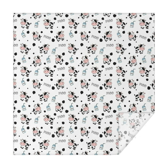 White Cow Milk Moo Pattern Square Tablecloth,Waterproof Square Table Cover,Wipeable Spillproof Washable Table Cover for Home Kitchen Party Decor 52"x52"(132x132cm)