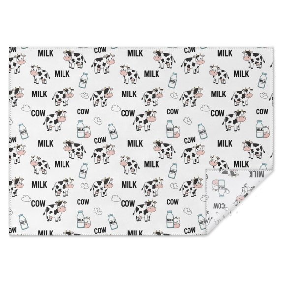 White Cow Milk Pattern Rectangle Tablecloth 60"x84",Waterproof Polyester Rectangle Table Cloth, Wipeable Spillproof Polyester Tablecloth for Dining, Camping, Indoor and Outdoor
