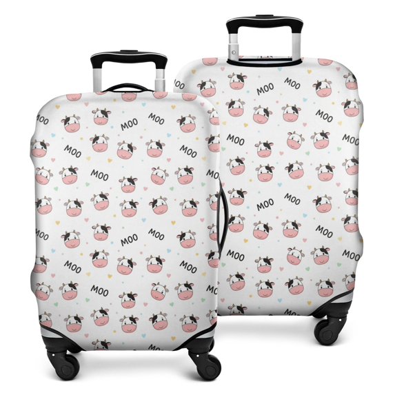 White Cow Moo Colorful Pattern Luggage Cover Fashion Suitcase Cover Baggage Covers Fit 25-28 Inch Luggage (Go Travel)