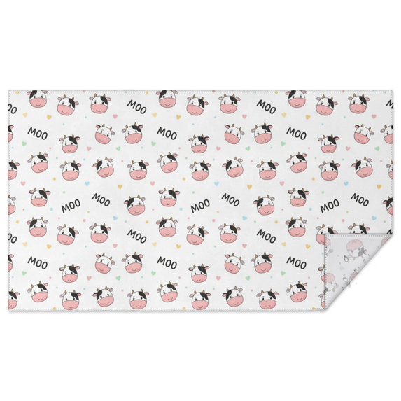 White Cow Moo Colorful Pattern Rectangle Tablecloth 60"x102",Waterproof Polyester Rectangle Table Cloth, Wipeable Spillproof Polyester Tablecloth for Dining, Camping, Indoor and Outdoor