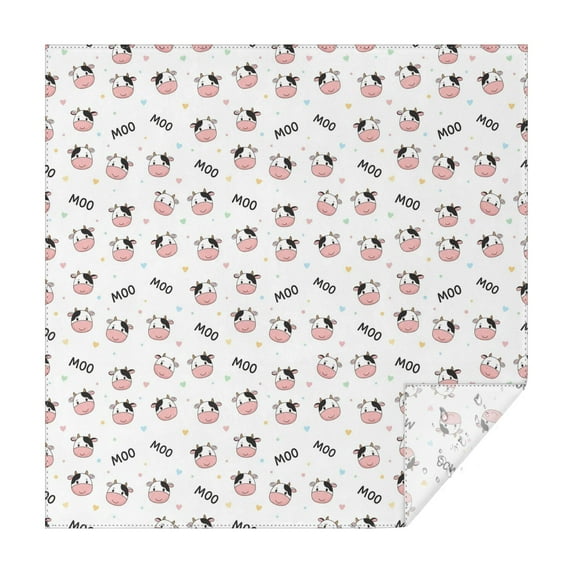 White Cow Moo Colorful Pattern Square Tablecloth,Waterproof Square Table Cover,Wipeable Spillproof Washable Table Cover for Home Kitchen Party Decor 60"x60"(152x152cm)