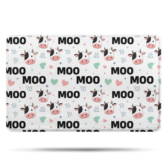 White Cow Moo Heart Pattern Bathroom Rugs Mat,Non Slip Microfiber Bathroom Rug,Rubber Backing,Soft Bathroom Mats for Bathroom Floor,Tub and Shower,20x32in(50x80cm)