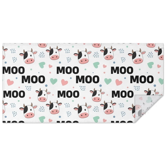 White Cow Moo Heart Pattern Rectangle Tablecloth 60"x120",Waterproof Polyester Rectangle Table Cloth, Wipeable Spillproof Polyester Tablecloth for Dining, Camping, Indoor and Outdoor